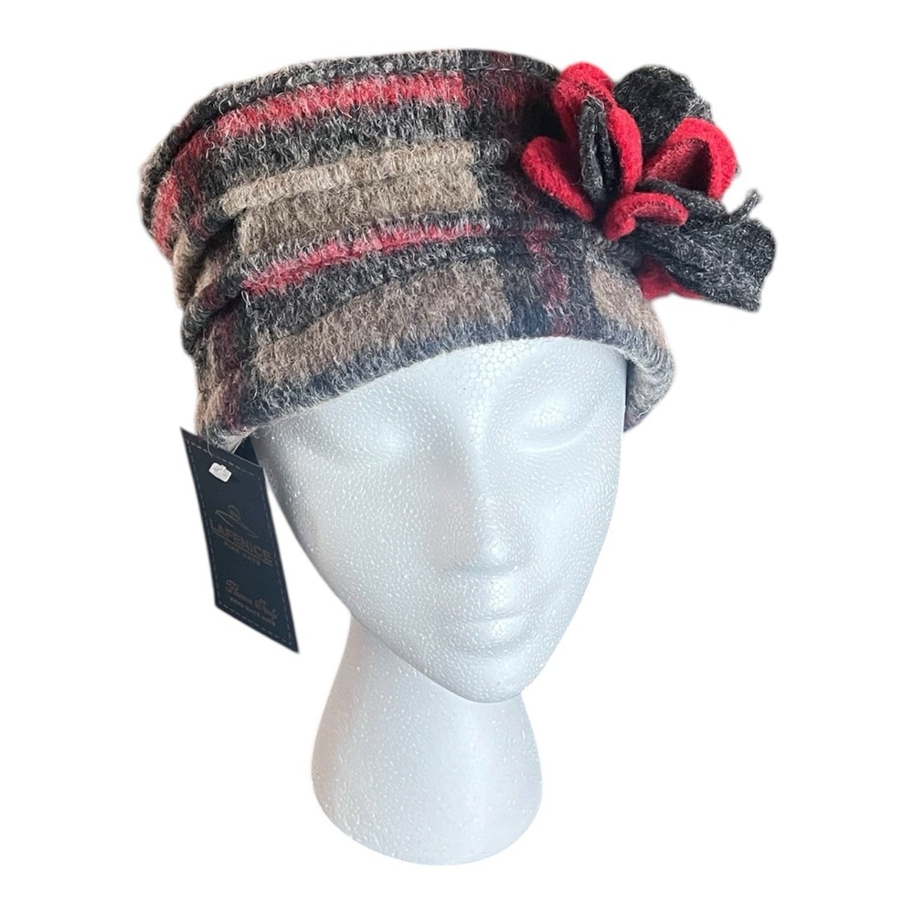 LA FENICE Florence Italy Womens Wool Blend Cloche Hat Accent Flower